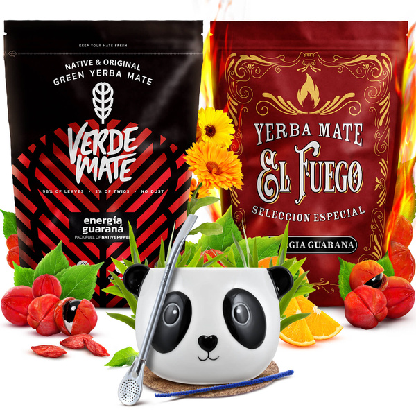 Yerba Mate set Verde Mate El Fuego Energia 2x500g + accessoires