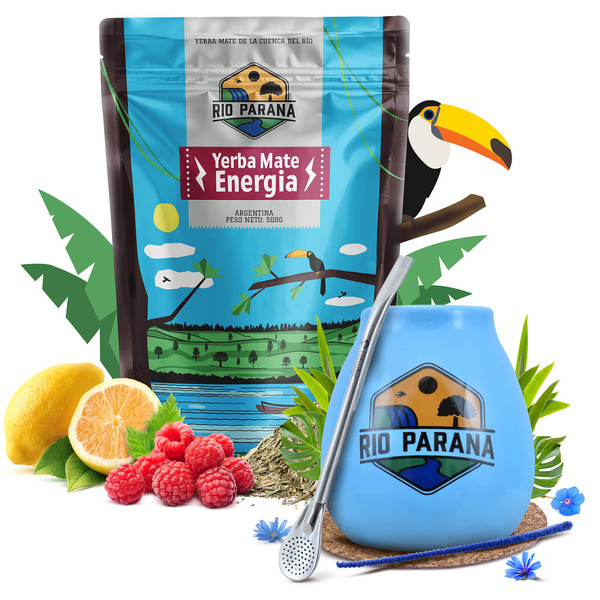 Yerba Mate set Rio Parana Energia 500g Kalebas + Bombilla