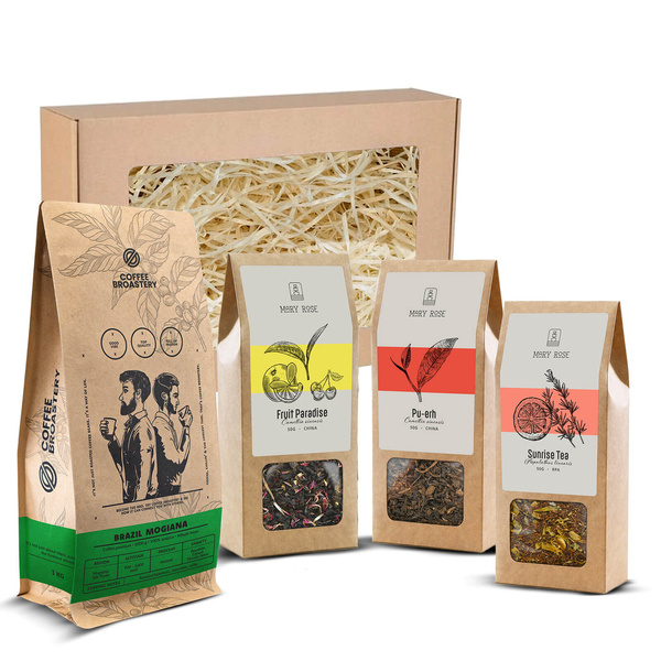 Geschenkset met Bro Coffee Roastery koffie en Mary Rose thee