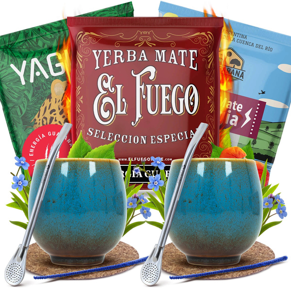Yerba Mate Energia Set VOOR TWEE Kalebas Bombilla