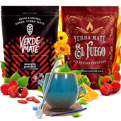 Yerba Mate set Verde Mate El Fuego Energia 2x500g + accessoires