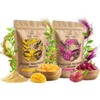 Set met kleurrijke matcha’s: Yellow Matcha + Pink Matcha
