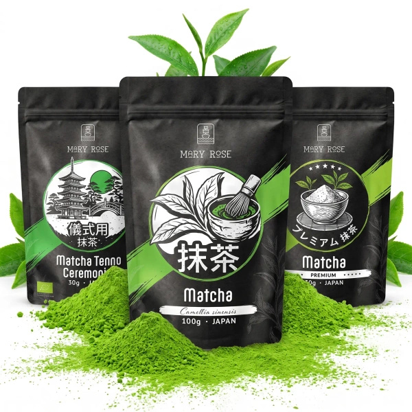 Set van 3 Japanse biologische matcha-theeën: ceremonieel + premium + culinair