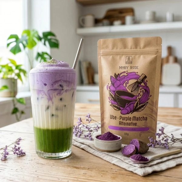 Set voor kleurrijke Matcha Latte: Matcha + Purple Matcha + accessoires