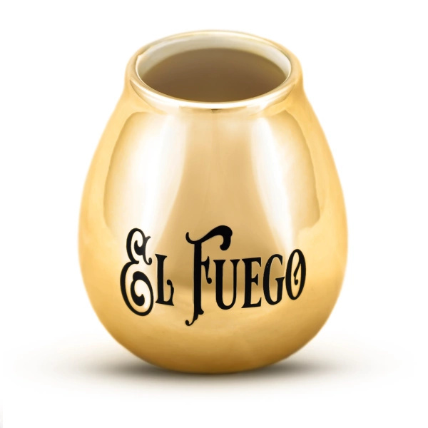 Keramische kalebas met El Fuego logo (goud) 350ml