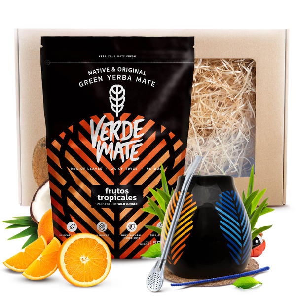 Yerba Mate Geschenkset Verde Mate 400g 0,4kg Kalebas + Bombilla