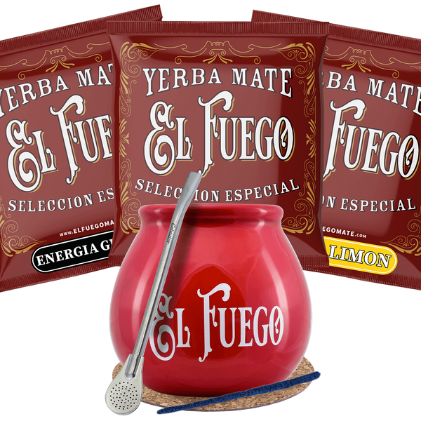 Yerba Mate El Fuego Kalebas Bombilla Startersset