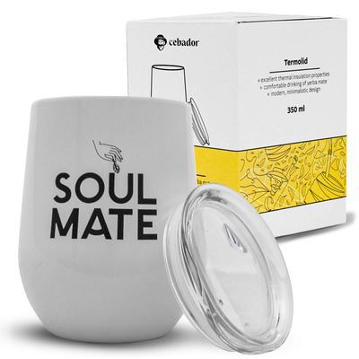 TermoLid – thermobeker voor yerba mate met deksel – Soul Mate (wit) – 350 ml