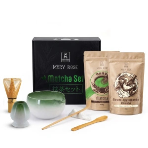 Cadeauset voor kleurrijke Matcha Latte: Matcha + White Matcha + accessoires