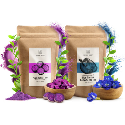 Set met kleurrijke matcha’s: Blue Matcha + Purple Matcha