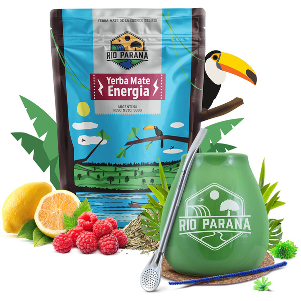 Yerba Mate set Rio Parana Energia 500g Kalebas + Bombilla