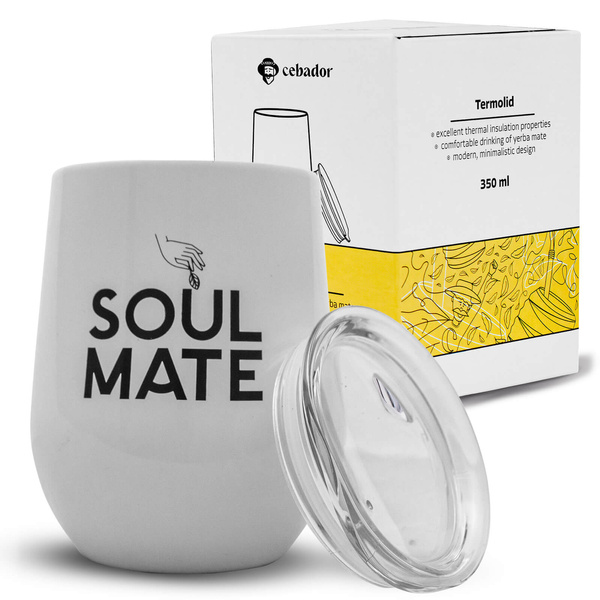 TermoLid – thermobeker voor yerba mate met deksel – Soul Mate (wit) – 350 ml