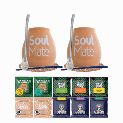 Yerba Mate Set 10x50g 2x Kalebas + 2x Bombilla