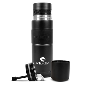 Yerbomos XL ALL IN ONE - 750ml - Mate beker, thermosfles en bombilla in één (zwart)
