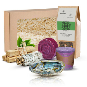 Geschenkset voor Kruinchakra (Sahasrara): chakrathee + wierook + kaars