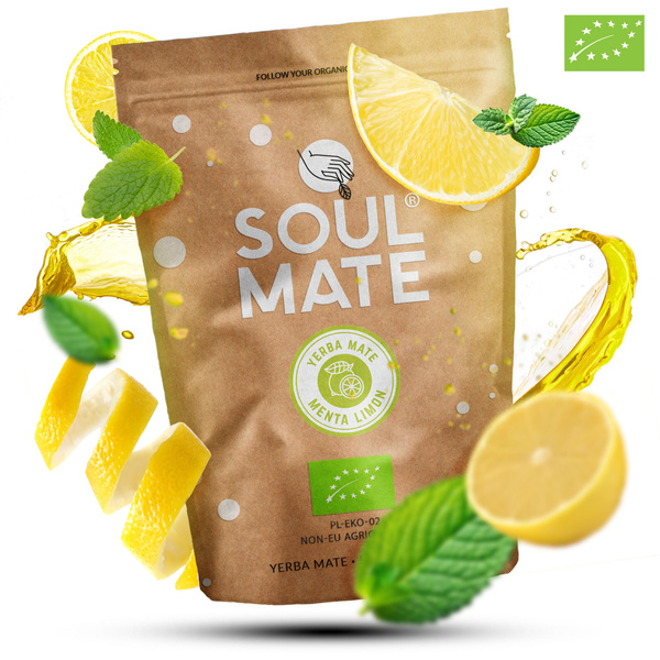 Yerba Mate Set Soul Mate Organica Menta Limon 500g 0,5kg Kalebas + Bombilla