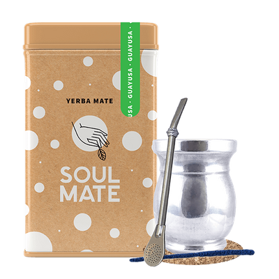 Set Yerbera Yerba Mate Soul Mate Guayusa 0,5kg Palo Santo
