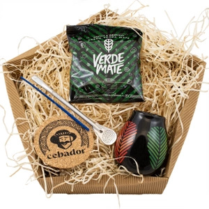 Geschenkset Yerba Mate: Verde Mate Frutos Tropicales 50g + Kalebas + Bombilla
