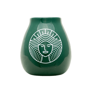 Keramische mate-kalebas met Pachamama-logo (groen) 350 ml