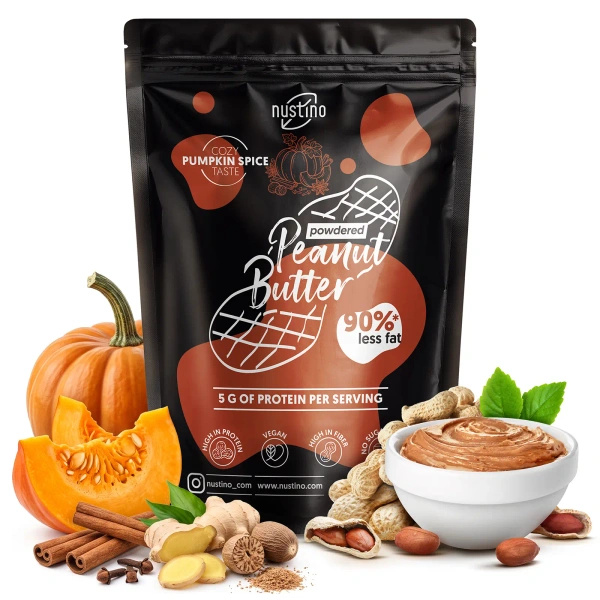 Nustino – Pindakaas in poedervorm – Pumpkin Spice (geen suiker toegevoegd) 400 g