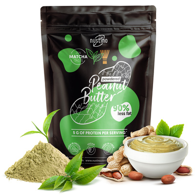Nustino – Pindakaas in poedervorm – Matcha (geen suiker toegevoegd) 400 g
