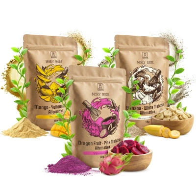 Set met kleurrijke matcha’s: Yellow Matcha + Pink Matcha + White Matcha