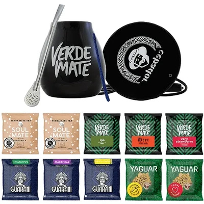 Yerba Verde Mate Set 500g Emcket Bombilla 10x50g