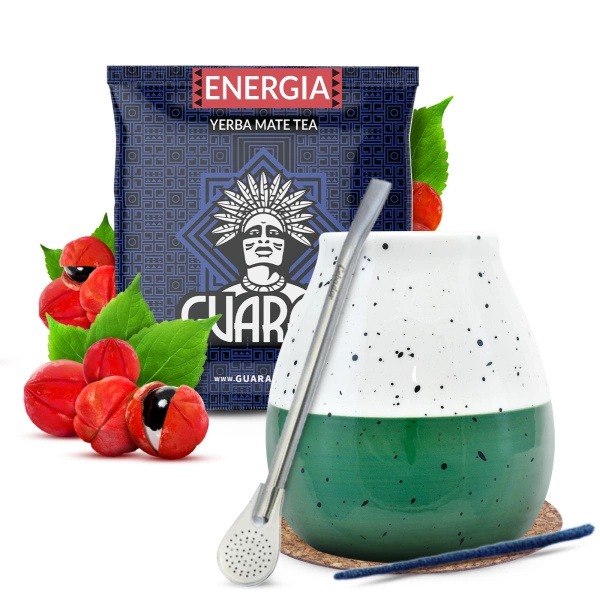 Yerba mate set Guarani keramische kalebas bombilla