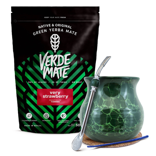 Yerba Mate Set Verde Mate 500g Kalebas + Bombilla