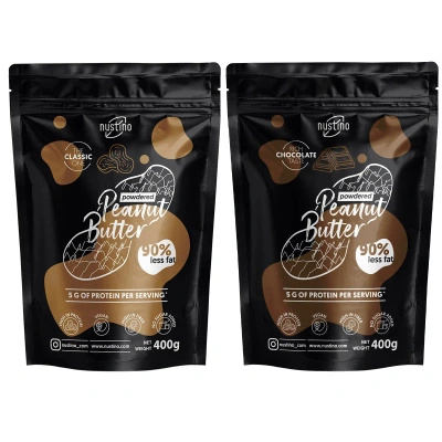 Set pindakaaspoeder Nustino: Classic + Chocolate 2x400g