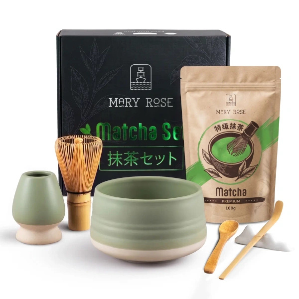 Cadeauset: matcha + matchawan + bamboeaccessoires