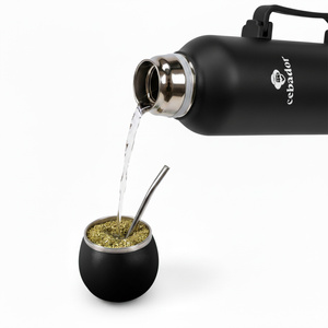 YerbaGo – Thermos met kalebas en bombilla 1,3 L – zwart