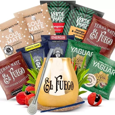 Yerba Mate set 10x50g Kalebas + Bombilla