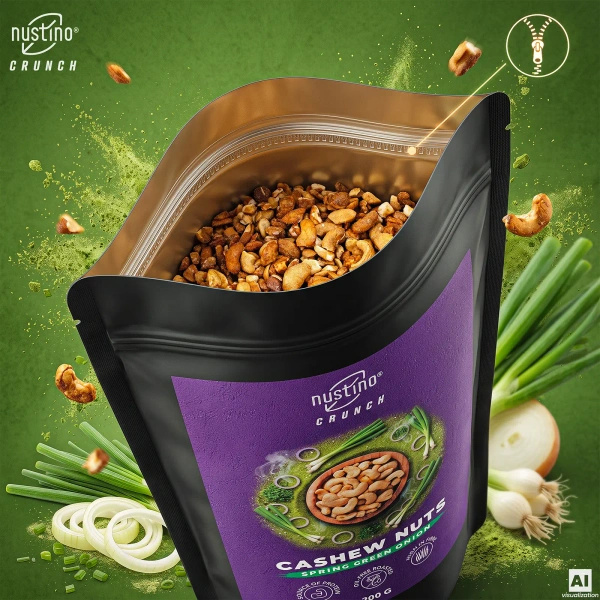 Nustino Crunch – Geroosterde cashewnoten – Spring Green Onion 200 g