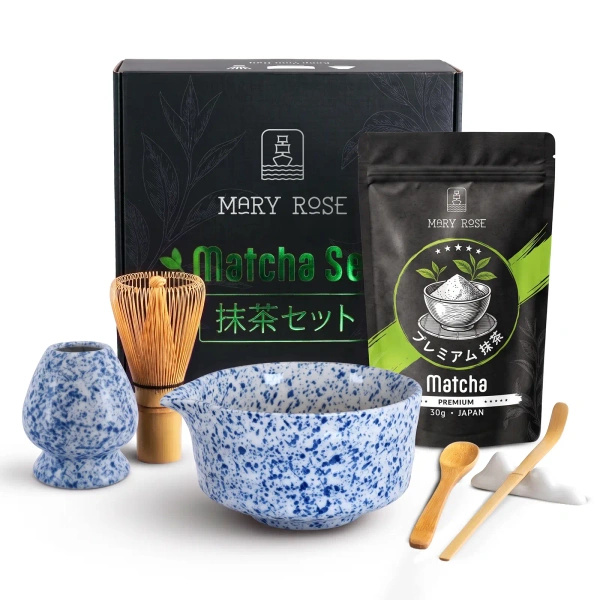 Geschenkset: Japanse premium matcha + matchawan + bamboeaccessoires