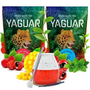 Yerba Mate Set Yaguar 2x500g + Kalebas + Bombilla