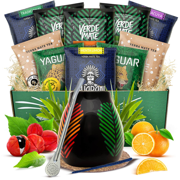 Yerba Mate startset Kalebas + Bombilla 10x50g