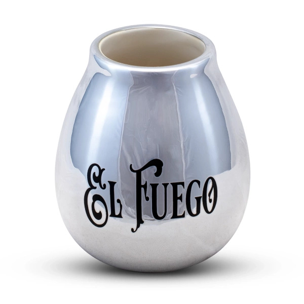 Keramische kalebas met El Fuego logo (zilver) 350ml