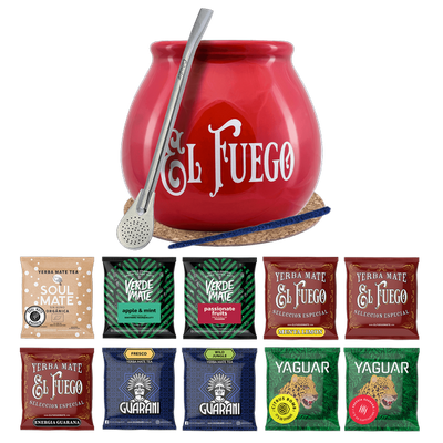 Yerba Mate Set 10x50g Kalebas Bombilla 500g