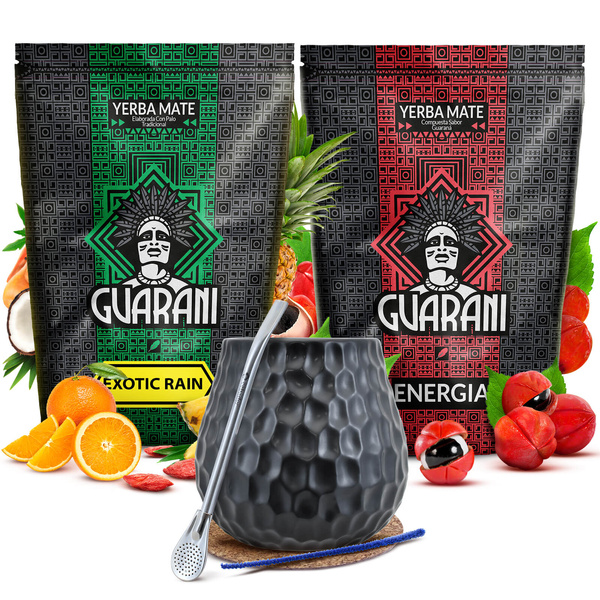 Yerba mate set Guarani 2x500g keramische kalebas bombilla
