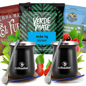 Yerba Mate Set voor twee 3x50g 150g 2x TermoMate + 2x Bombilla