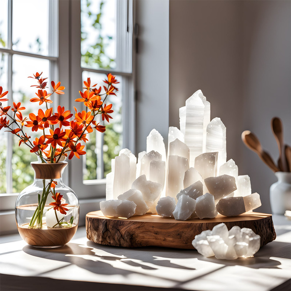 Meditatie set: witte salie wierook + seleniet