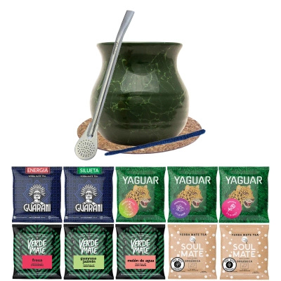 Set Mate Thee Verde Mate Groen 500g Mate Kalebas 10x50g