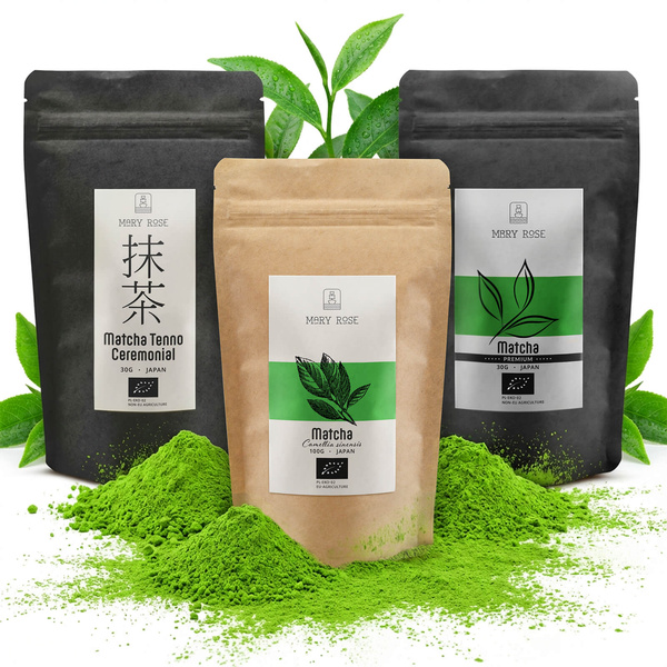 Set van 3 Japanse biologische matcha-theeën: ceremonieel + premium + culinair
