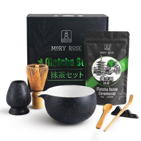 Cadeauset: Japanse ceremoniële matcha + matchawan + bamboeaccessoires