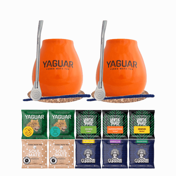 Yerba Mate Set 10x50g 2x Kalebas + 2x Bombilla