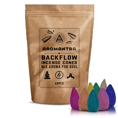 Terugstromende wierookkegels MIX (60 stuks)