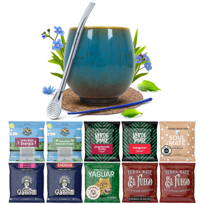 Yerba Mate 10x50g 500g proevenset + accessoires