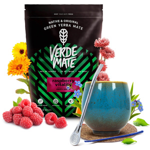 Yerba Mate set Verde Mate Raspberry 500g Kalebas + Bombilla