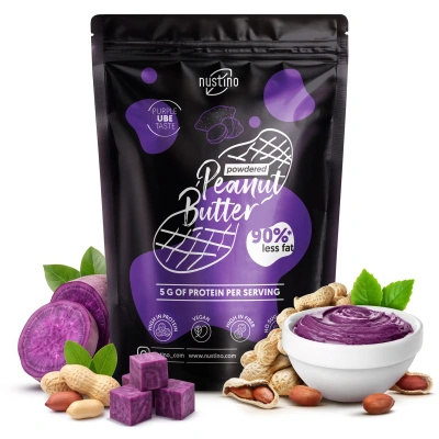 Nustino – Pindakaas in poedervorm – Ube (geen suiker toegevoegd) 400 g